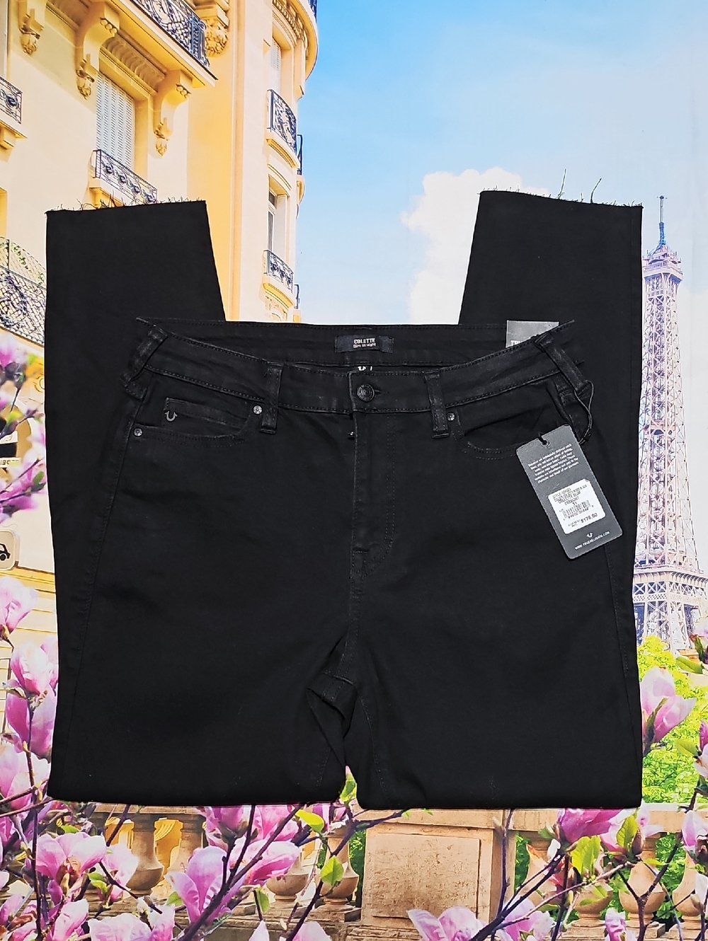 True Religion Colette Slim Straight Jeans New Raw Hem Size 31